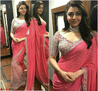 Kajal Agarwal in Red Saree Sleeveless Blouse Stunning Pics  Exclusive Galleries 012.jpg