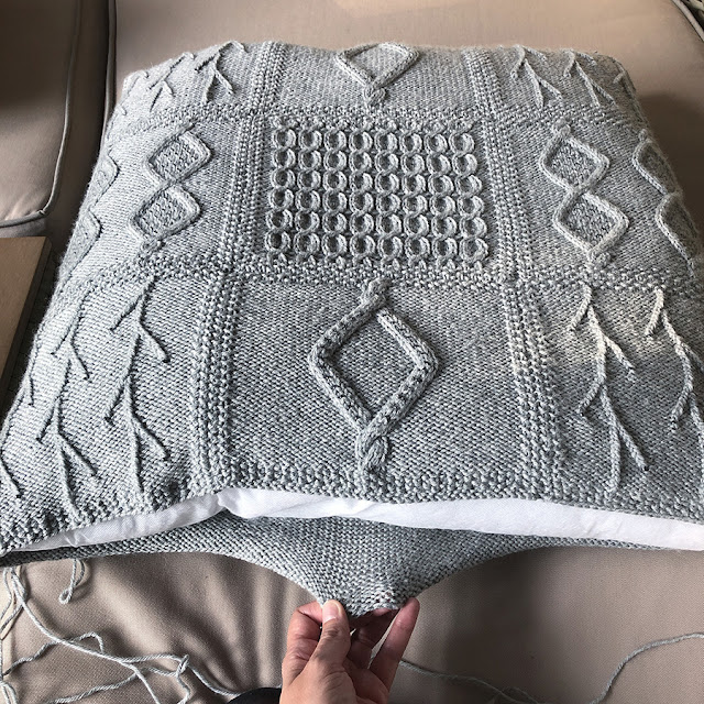 Beaded Cushion and Throw free knitting pattern from Rowan, knit by Dayana Knits