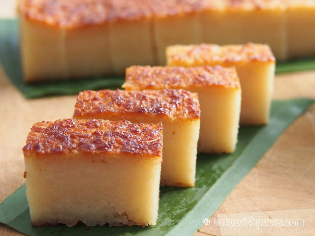 Kuih Bingka Ubi Kayu (Baked Tapioca Cake) - BAKE WITH PAWS
