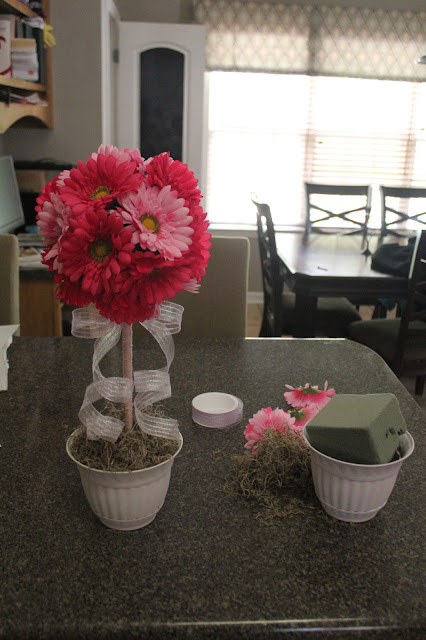 ribbon bow decorates topiary