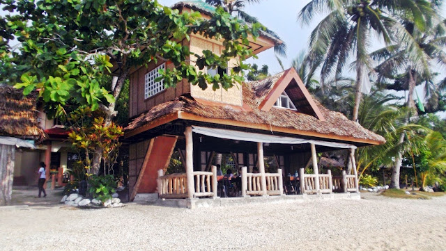 close-up view of the eating area with the dorm room on second level at Haven of Fun Resort in San Antonio, Dalupiri Island, Northern Samar