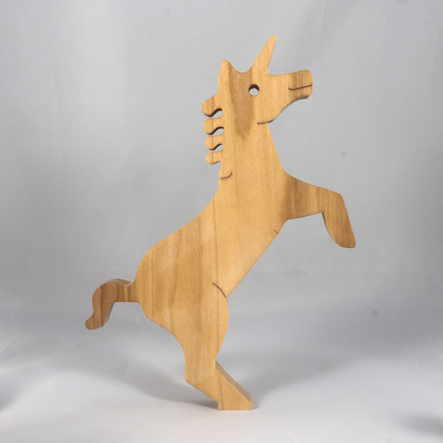 Wood Puzzle, Unicorn Family, Mom, and Babies, Handmade and Finished with Mineral Oil and Beeswax, Freestanding Stackable Toy Fantasy Animal