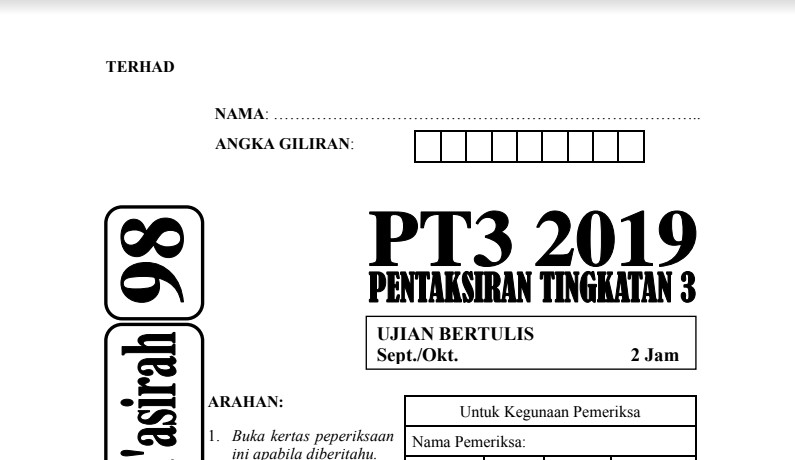 Bahasasyurga.net: Kertas Soalan PT3 KBD 2019