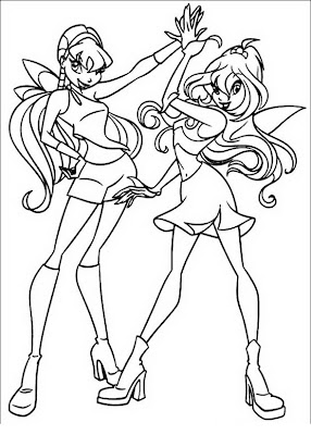 Stella y Bloom Winx para colorear