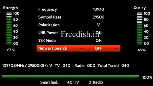 Scan 10970/V/29500 MPEG-4 Signal Frequency
