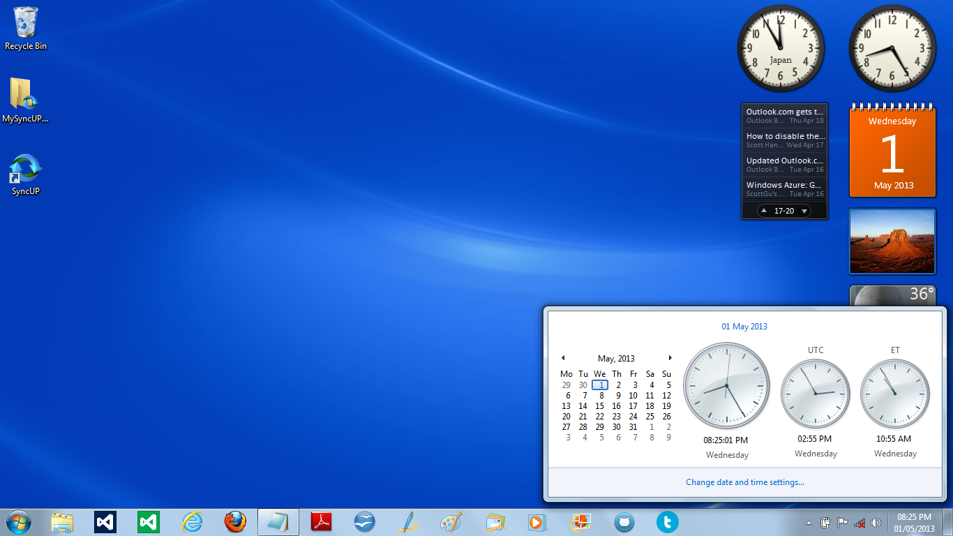 desktop clock windows xp