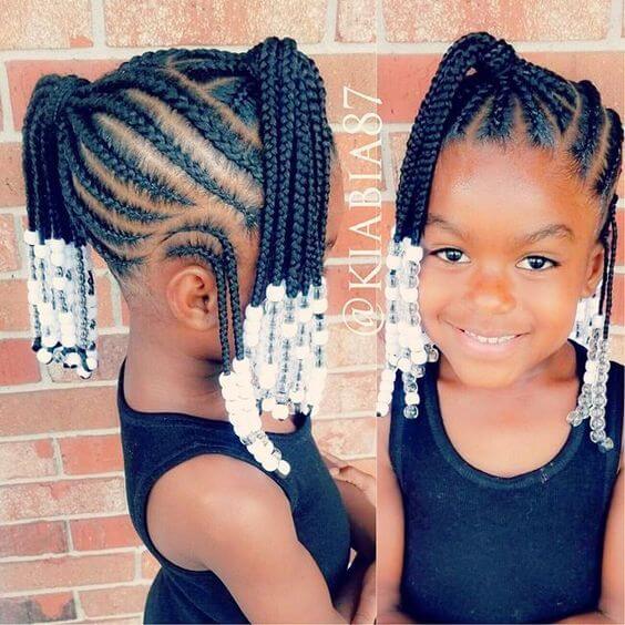 Braided Hairstyles For Little Black Girl With Beads.