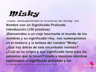 significado del nombre Misky