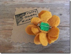 gold felt flower pin