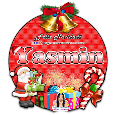 Nombre Yasmin - Cartelito por Navidad