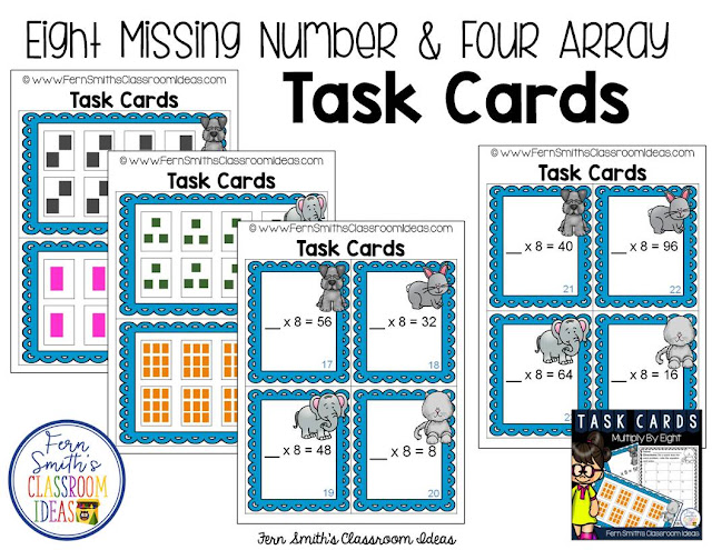 Multiply By Eight Task Cards at TeacherspayTeachers by Fern Smith's Classroom Ideas.