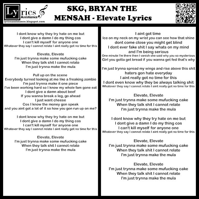 SKG, BRYAN THE MENSAH - Elevate Lyrics | lyricsassistance.blogspot.com