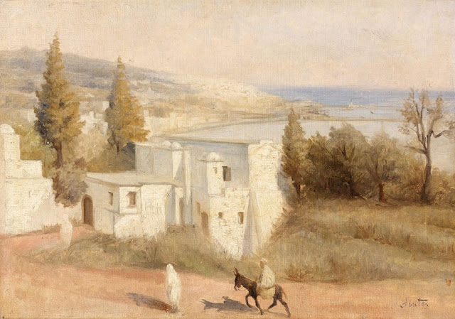 La villa Maheïdine, Alger - Joseph Sintes (Espagnol - 1829-1913) - Huile sur toile marouflée sur panneau - 42 x 60 cm