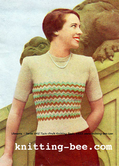 Free 1950's Knitting  Pattern - Ulmarra Short Sleeved Sweater