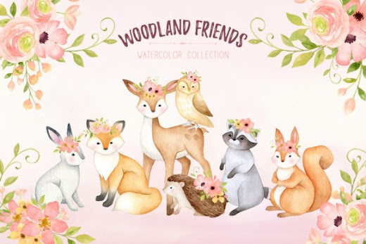 SVG Vector 36 Woodland Animals Watercolor Clipart is an awesome source for free SVG files