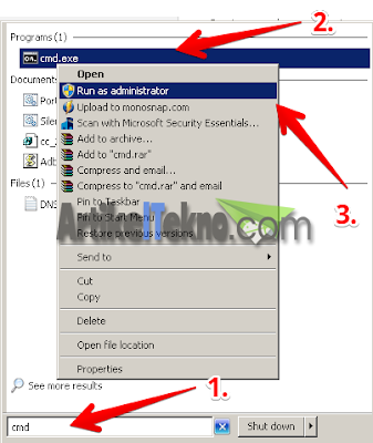 Buka cmd via administrator