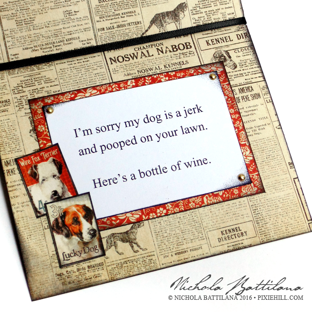 "Sorry my dog pooped on your lawn" card w/ Raining Cats and Dogs from Graphic 45 - Nichola Battilana