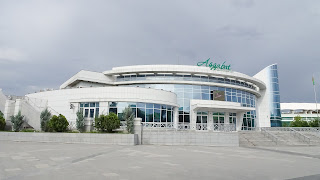 A cinema from year 2000 in Ashgabat. Its the most modern cinema in town.