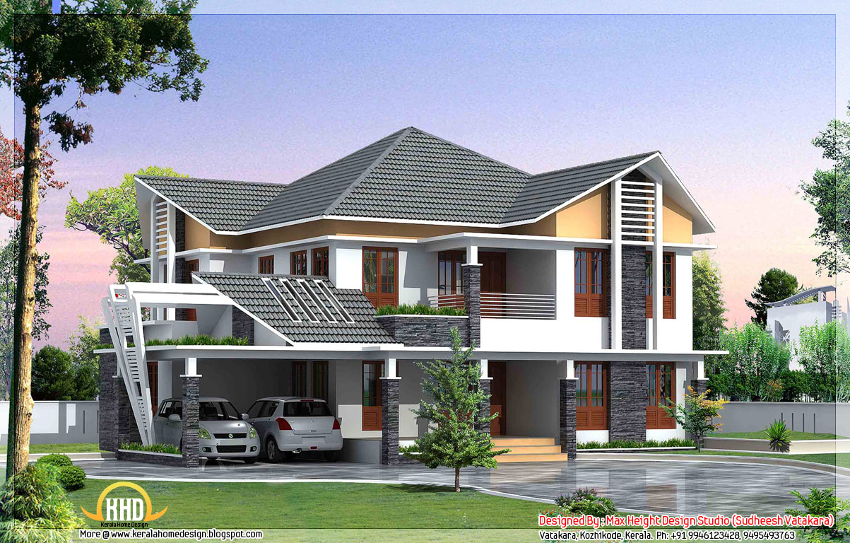 7 beautiful Kerala  style  house  elevations Indian House  Plans 