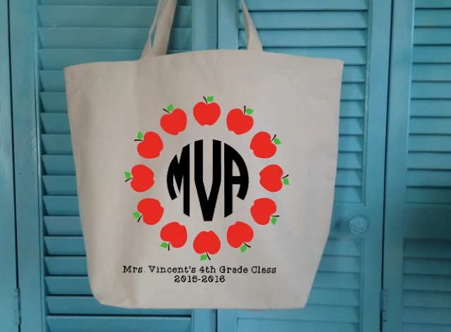 Do it yourself, DIY, teacher gift, tote bag, monogrammed