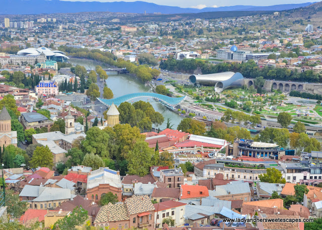 Aerial view of Tbilisi from the fortress