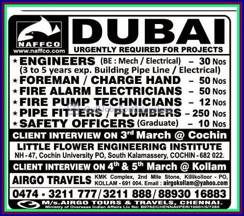 Urgently Required for Dubai