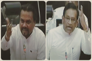  How Rajitha bought 7 ships by extracting teeth Wimal fails O/L; celebrates elder sister's daughter's wedding ... -- mud-slinging in parliament during course of debate on national crisis (video) Basing instability in the government as the subject, the United Opposition debate took place last afternoon in parliament on a special request made by them. At the very outset of the debate there was an incident of both Wimal, member of parliament and minister Rajitha entering into an argument in a manner which obstructed Wimal's speech. This is what Wimal initially said: "Why dosthara mahatthayo ... ei newo ... ei newo ... 7 ships ... these master frauds are shouting horu, horu ... isn't it a shame ... Rajitha who bought ships after extracting teeth!" Then when it came to Rajitha's turn, at the time he read out some news over his smart phone and tabled the news, Wimal began obstructing his avenger. Rajitha then responded saying: "This person doesn't know technology because he has failed his O/Ls. Ask him to show his O/L certificate. Though he went to Tissa Maha Vidyalaya ... he hasn't passed". In turn Wimal replied saying that if it could be proved that he has failed his O/Ls, he would resign from his position as member of parliament the following day itself. Subsequently what Rajitha said was that though he sat for the O/L; has not done the A/Ls and that he may have just passed his O/L in just 6 subjects for that matter, ending up by saying that he could not do the A/ls because he failed. Later Rajitha brought up another topic: "Are there m.p.s of the beggar-type like this in government ... celebrating elder sister's daughter's wedding with government funds? It was proved in parliament also. It's in the hansard". In response to this, Wimal hastened to respond: "These are all lies ... if proved ... I'll resign from my position". 