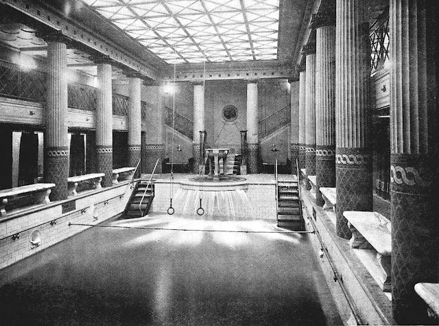 a 1913 cruise ship interior swimming pool photograph