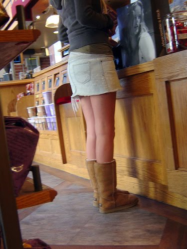 mini skirt sheepskin boots