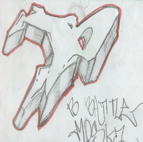 graffiti alphabet b. 3D sketch graffiti letter B