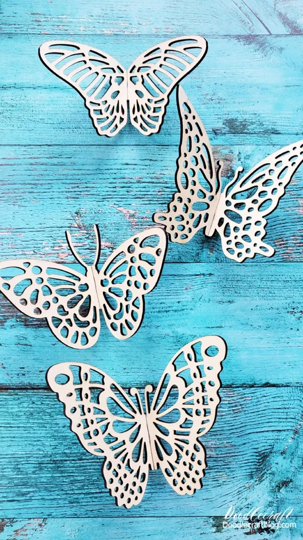 These finished butterflies are about 4-5 inches in length or width.   They are a good size and won't break if handled carefully.   If you have small children, make these butterflies out of acrylic or cardboard and they'll be much more durable.