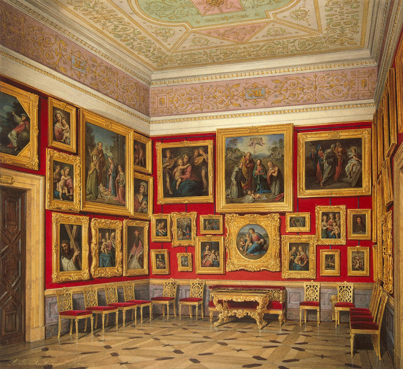 Interiors of the New Hermitage. The Study of Italian Art by Edward Petrovich Hau - Architecture, Interiors Drawings from Hermitage Museum