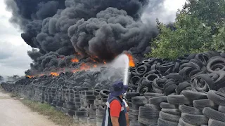 Incendio en el relleno sanitario de Cancún.