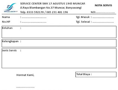 Nota service HP