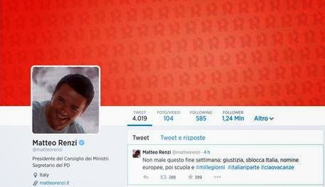 Renzi twitta: "Weekend non male, tra giustizia e nomine Ue"