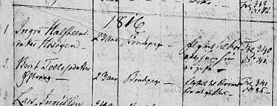 Berith Tollefsdatter Østvang utflyttet 1816