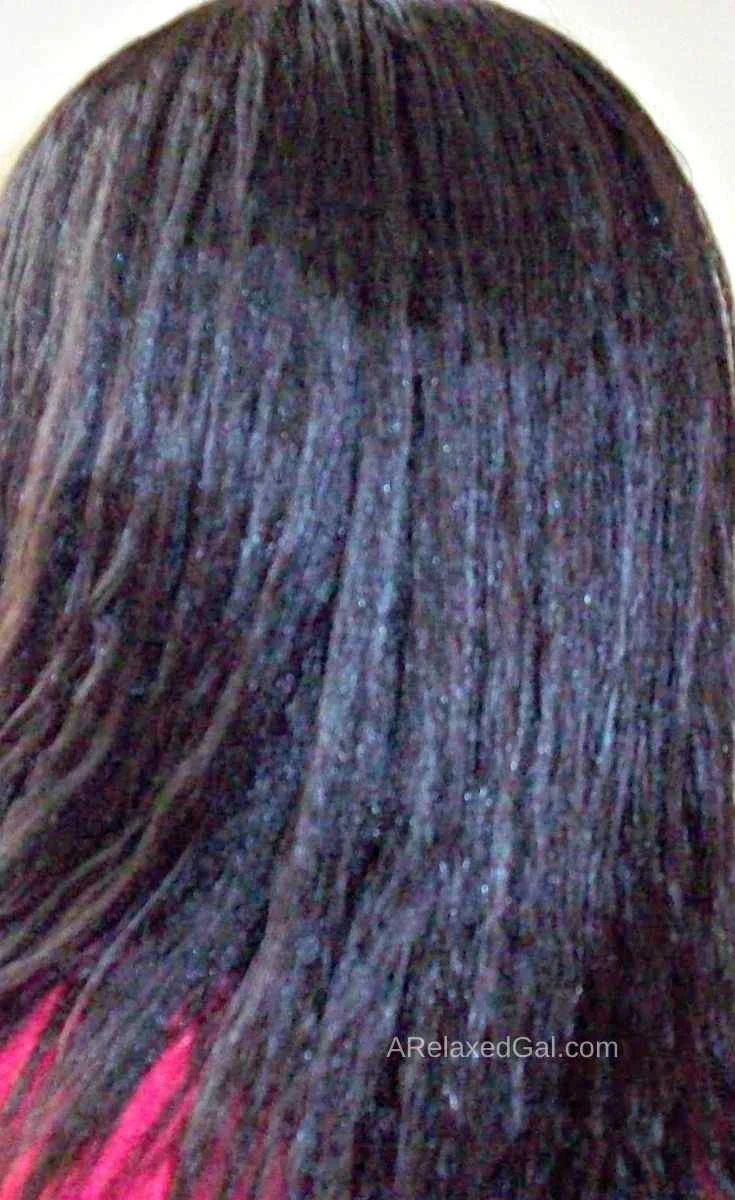 Relaxed hair 5 months into a healthy relaxed hair journey.