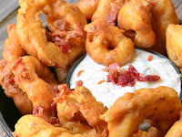 Bacon Onion Rings with Bacon Ranch Dipping Sauce