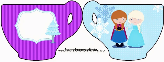 Tarjeta con forma de Taza de Frozen Niñas en Navidad.