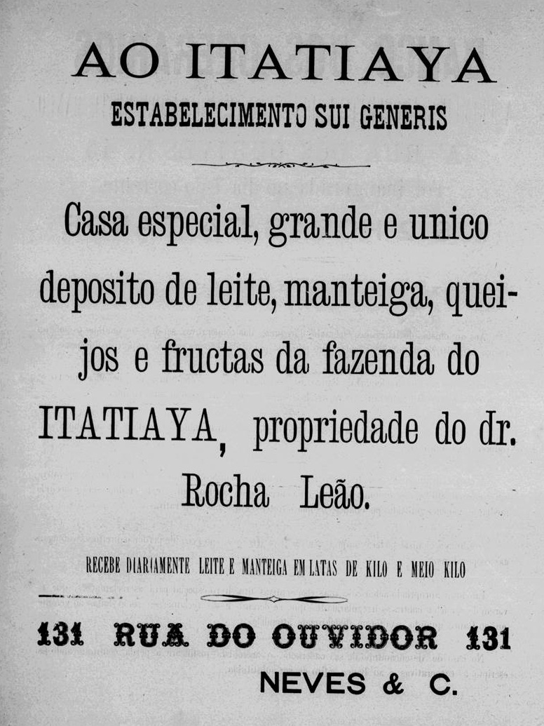 Campanha veiculada em 1890 apresentando um estabelecimento que apresentava a venda de gêneros alimentícios.