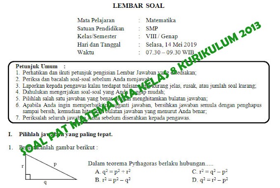 Soal Matematika Kelas 2 Semester 2 Kurikulum 2013