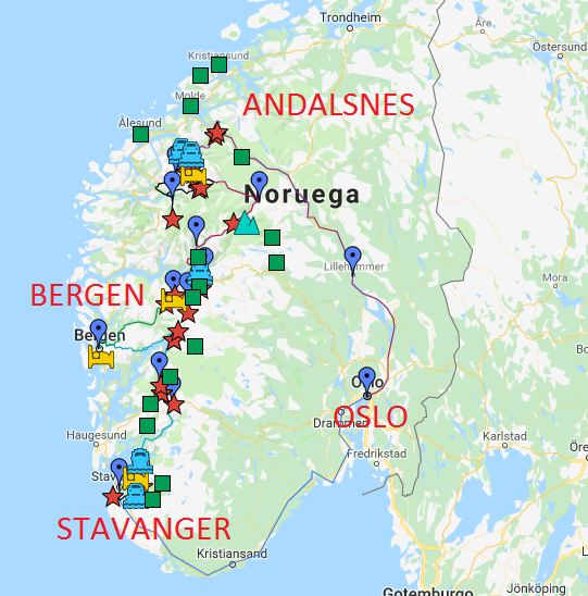 imagen de la ruta por los fiordos noruegos