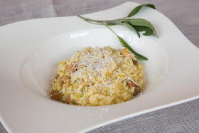 kurpitsa, salvia, risotto