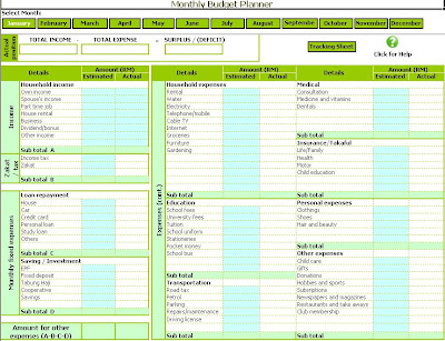 personal monthly budget. free personal budget planner