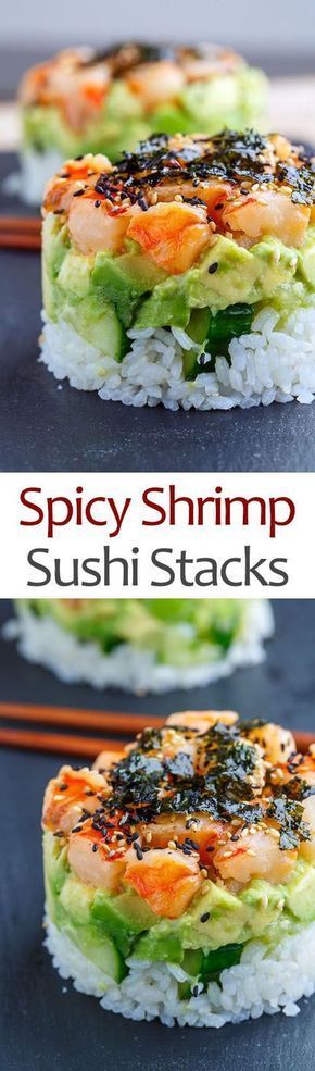 Spicy Shrimp Sushi Stacks