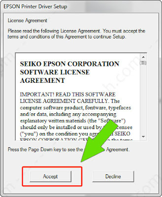 klik accept cara install driver epson lx310