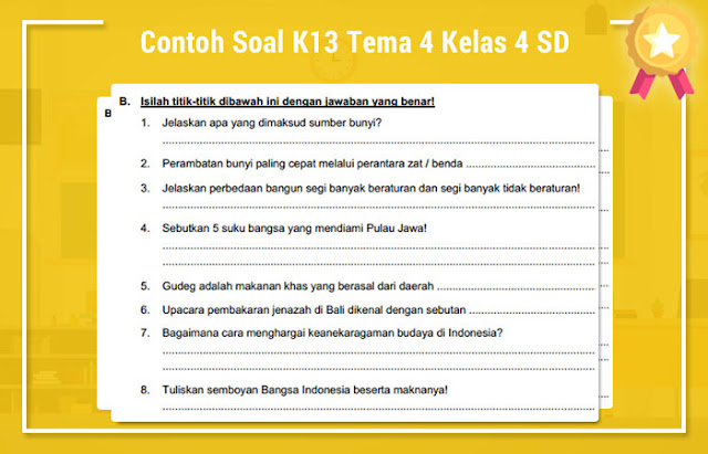 Contoh Soal K13 Tema 4 Kelas 4 SD