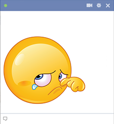 Tearful smiley face for Facebook