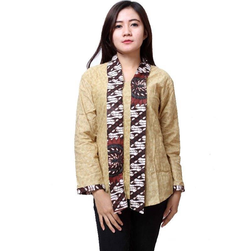 10 Model  Baju  Batik  Kantor Wanita Kombinasi Eksotis 