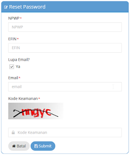 Yang Harus Di Lakukan Jika Lupa Password eFin